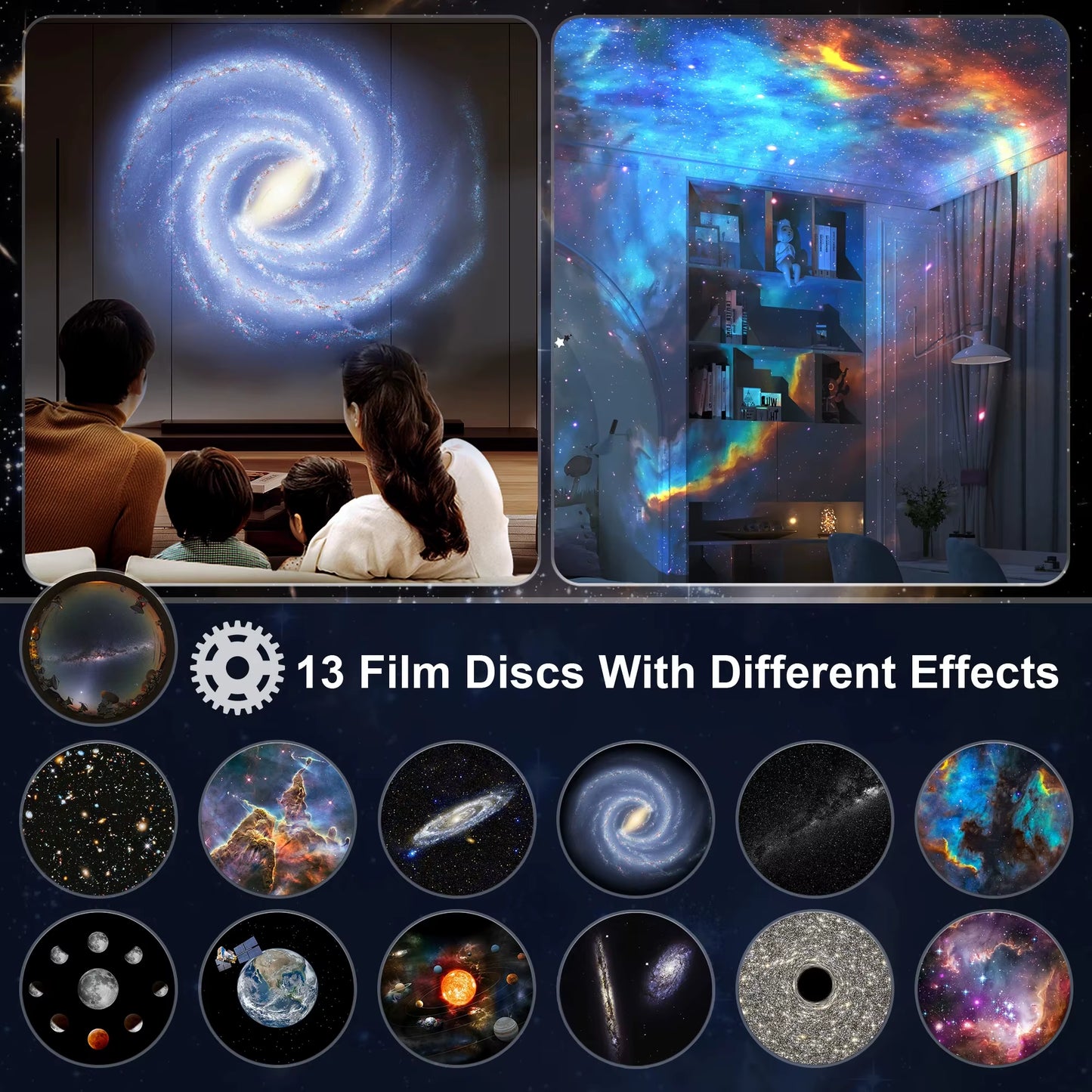 Galaxy Projector Night Light 360° Rotating Starry Sky LED Lamp for Kids Bedroom Home Decor & Gifts