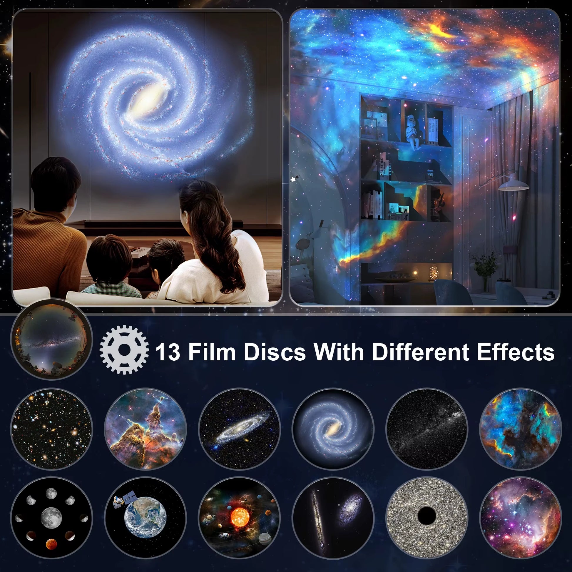 Galaxy Projector Night Light 360° Rotating Starry Sky LED Lamp for Kids Bedroom Home Decor & Gifts
