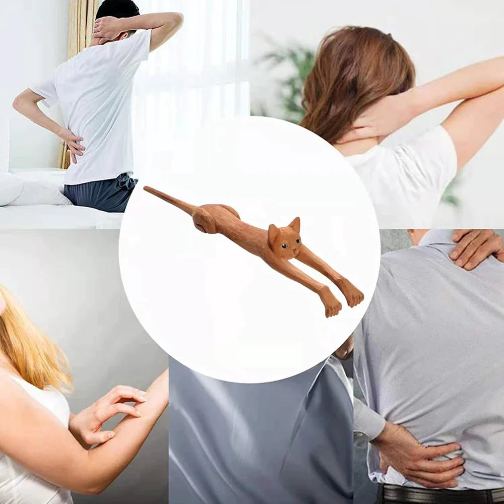 Funny Basswood Cat Back Scratcher Body Itching Stick Therapeutic Self-Massager Wood Light Durable Creative Gifts Dropshipping