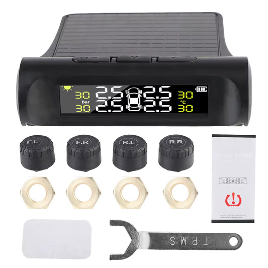 Tire Pressure Monitoring System Temperature Warning Fuel save with 4 External Sensors Solar TPMS Car Tyre Pressure Monitor